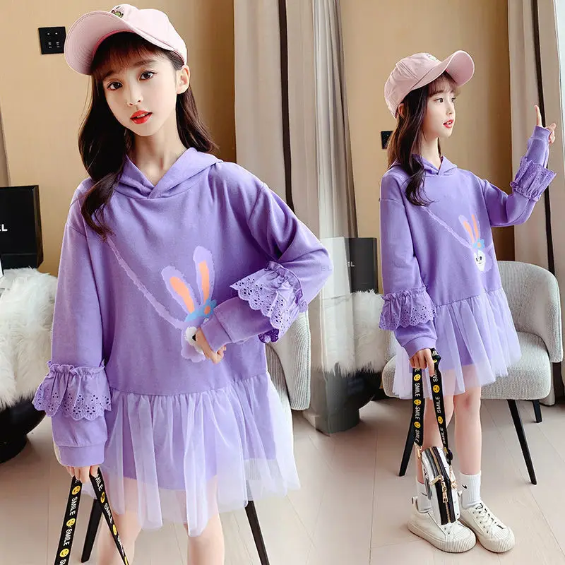 Little Girls Letter Dress Casual Long Sleeve Lace Clothes Kids Dresses for Girls 6 7 8 9 10 11 12 13 14 Sweater Princess Dress