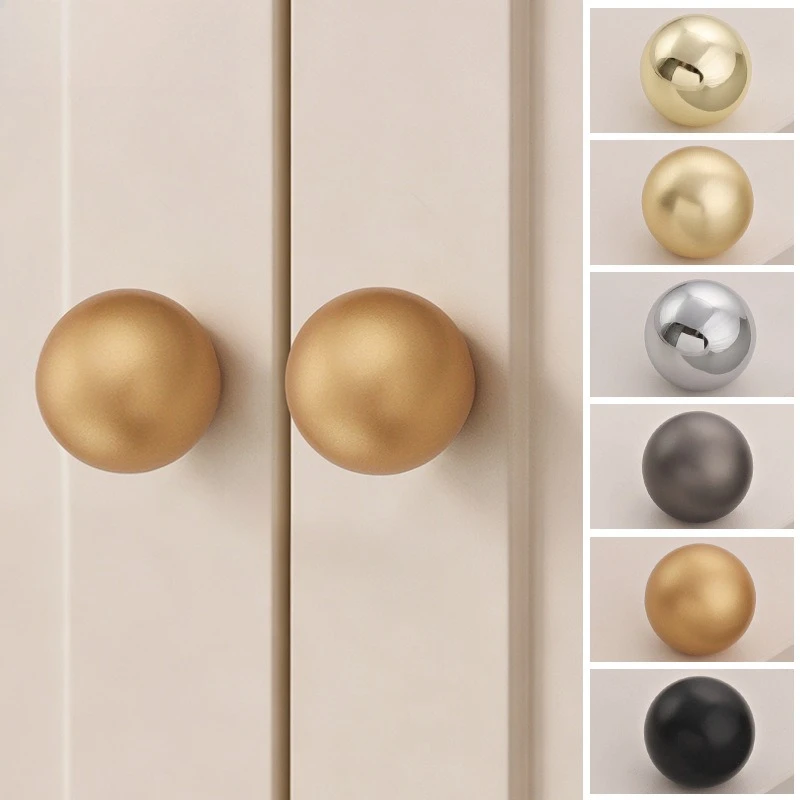 Modern Minimalist Zinc Alloy Solid Ball Cabinet Handles Creative Round Knobs Wardrobe Drawer Door Pulls Furniture Hardware
