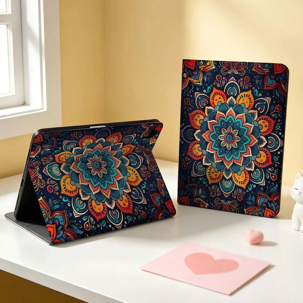 Fashion Mandala Flower Pattern For Apple iPad Pro Mini Air A16 A17 A14 4 5 6 7 6th 12th Gen M5 11 13 M4 Pen Tray Tablet Case