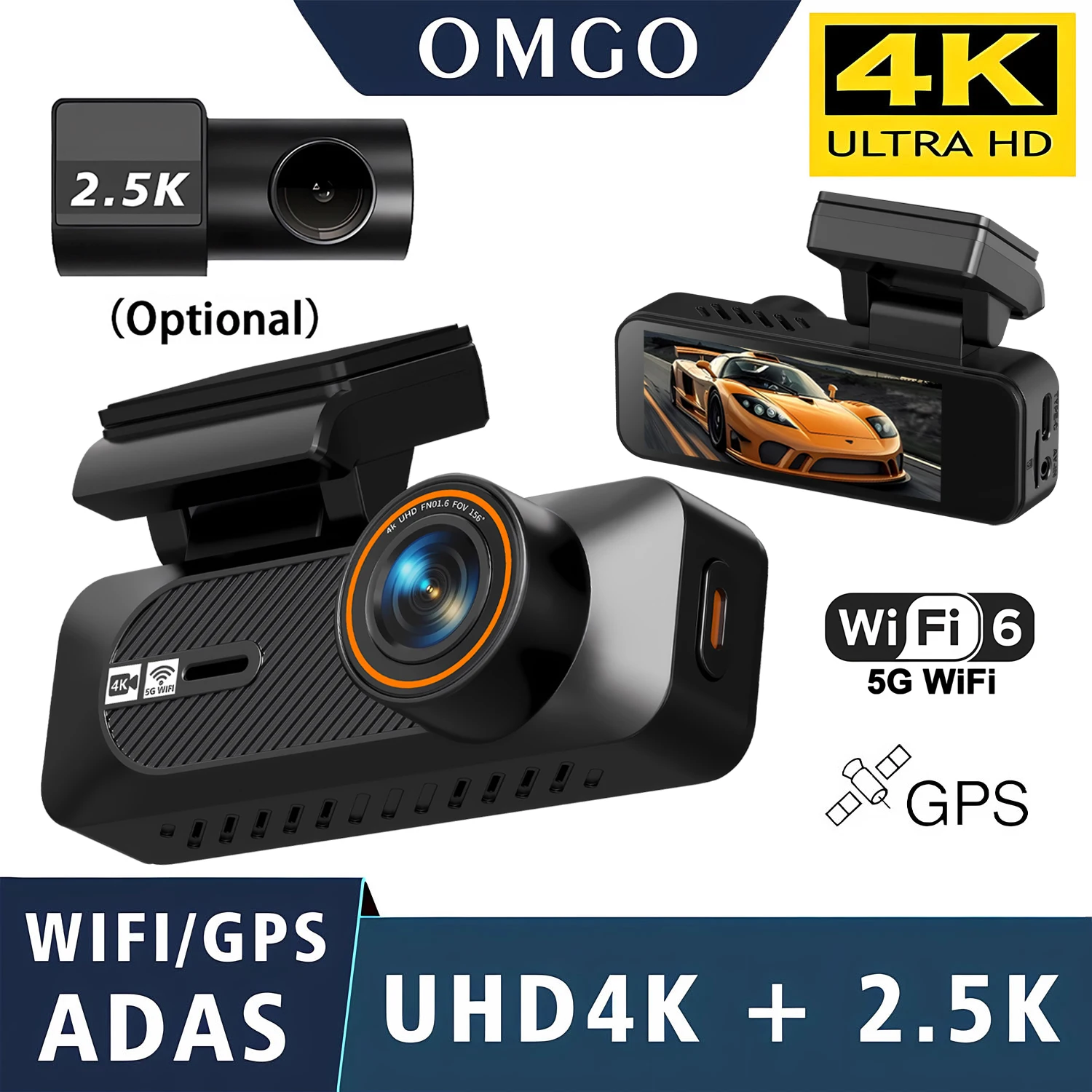 

ADAS Dash Cam 4K+2.5K GPS WIFI 24H Night Vision Mini Optional Rear Lens Dashcam Car DVR Video Recorder Camera For Car Black Box