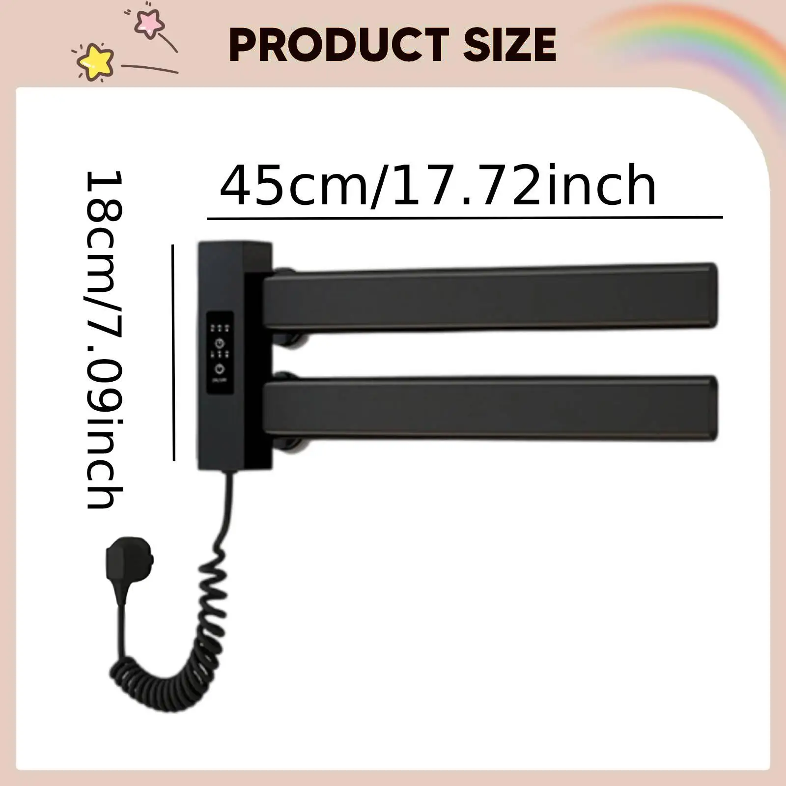 Electric Towel Heater Including Electric Heated Rack Warmer Digital Display Double Bar Design Suitable for Modern Shower T