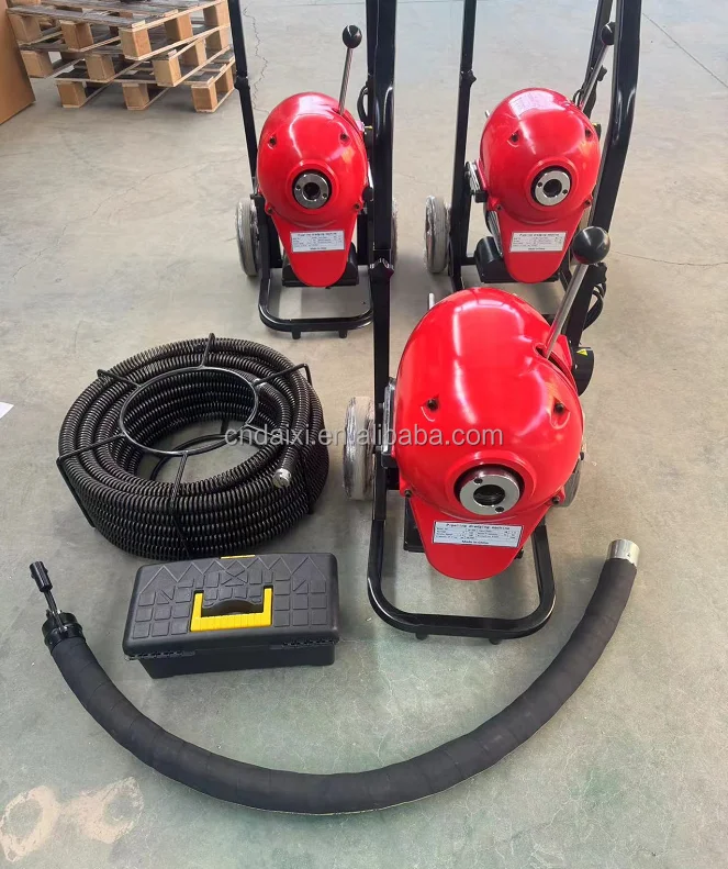 OEM ODM 1500W Custom Red Electric Plumbing Equipment Unclogging Drain Cleaner Tools 50-300mm Pipe Drain Cleaning Machine