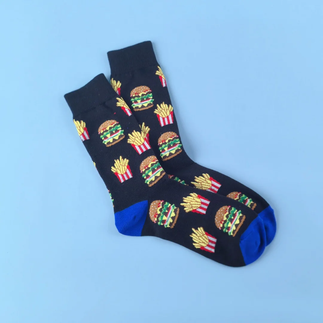 زوج واحد من جوارب البرجر الفرنسية الأنيقة والفريدة من نوعها، تصميم للجنسين، مثالية للارتداء الرياضي اليومي