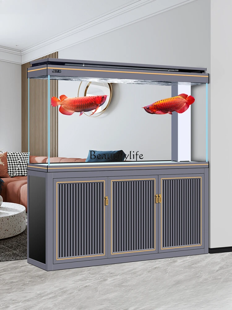 Fish Tank Large Light Luxury Hallway Floor Bottom Filter Ecological Intelligence Aquarium Hallway Screen