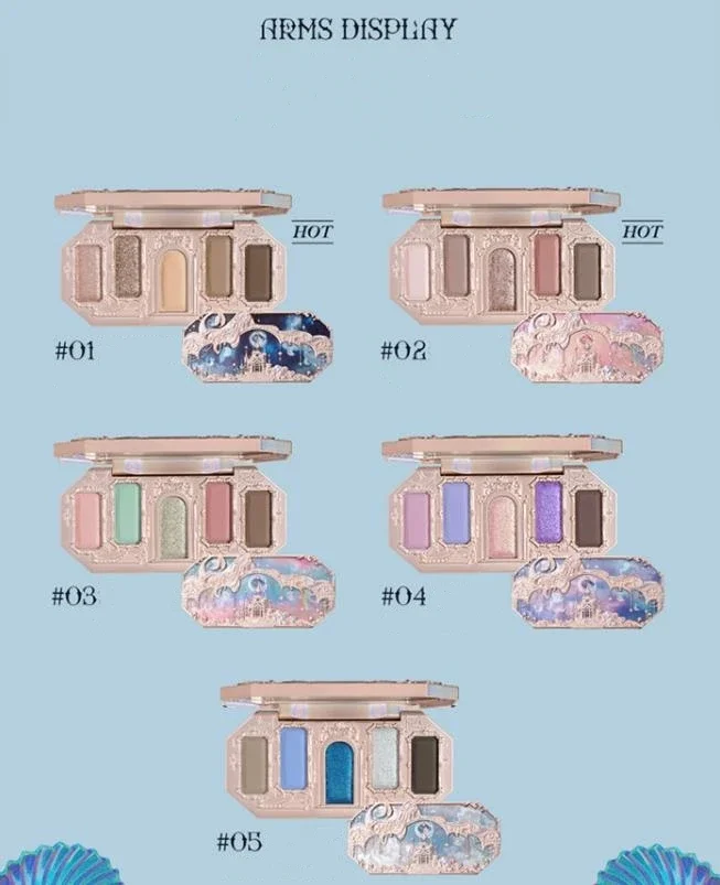 Palette de fards à barrage Flower Knows Moonlight Mermaid, maquillage des yeux scintillant, cosmétiques pour femmes, beauté, 8 documents, 256