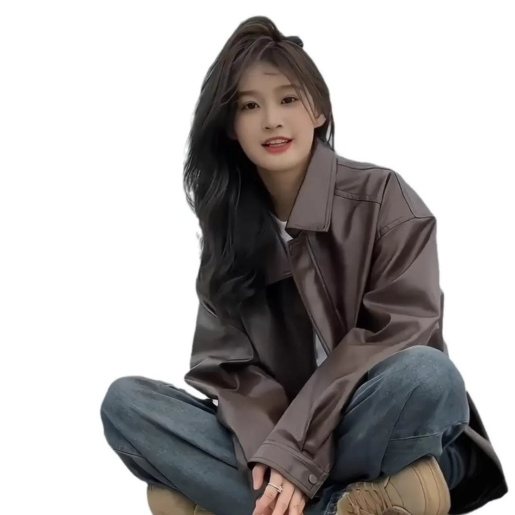 Women's Short Leather Jacket New Spring Autumn Motorcycle Maillard Wear Small Size Women's Outerwear