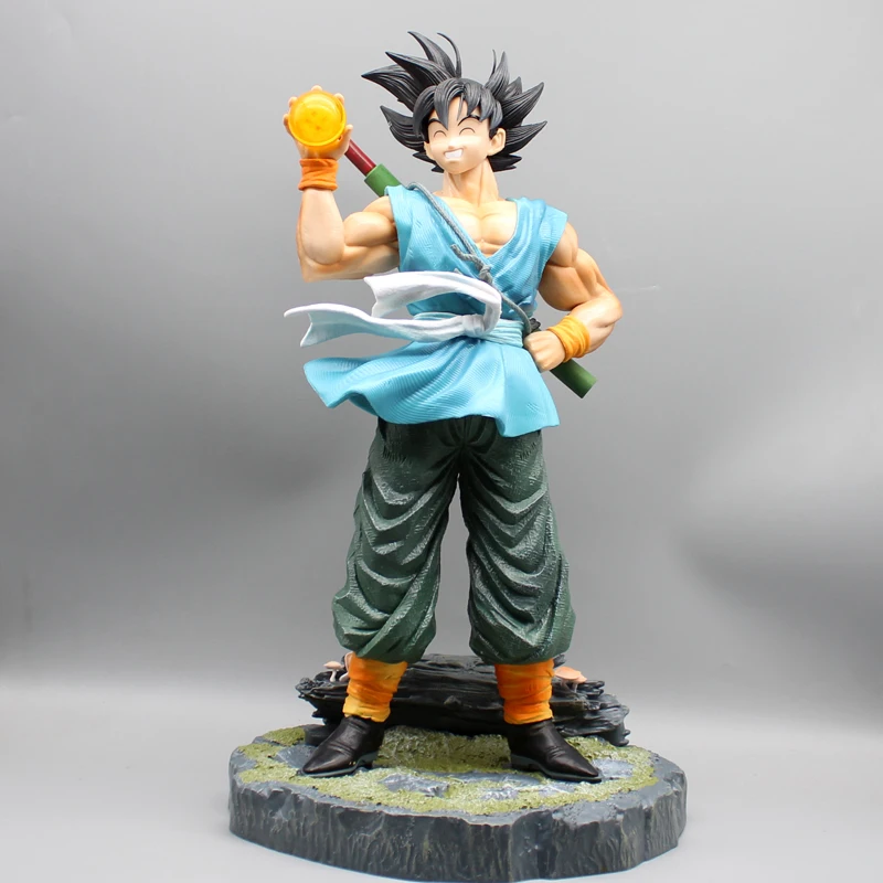 Anime Dbz Son Goku Statue Figure With 4star Crystal Balls Dragon Ball Figures Goku Happy Figurine Cartoon Pvc Collectibles Toys