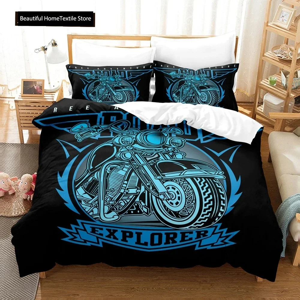 Motorcycl Dirt Bike Extreme Sports Motocross Racer Comfortable Duvet Quilt Cover Pillowcase Bedding Set Decoration Home Textile
