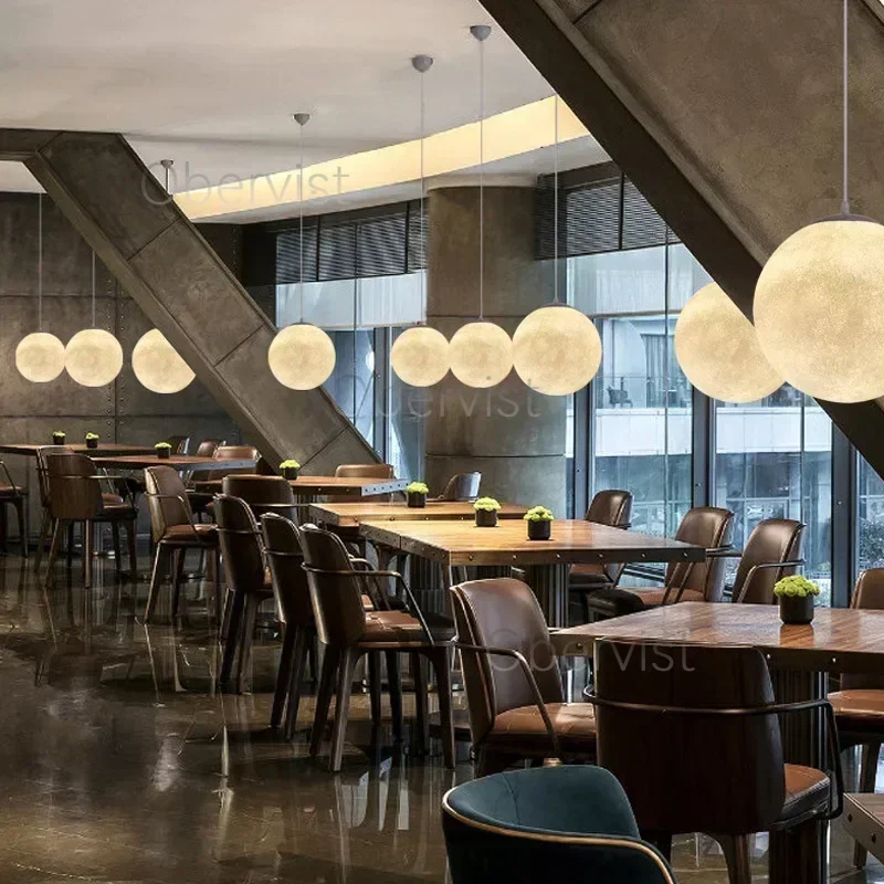 

Modern Wabi-Sabi FRP Moon Led Pendant Lights Living Dining Room Decor Chandelier Lighting Bedroom Kitchen Hanging Lamp Luminaire