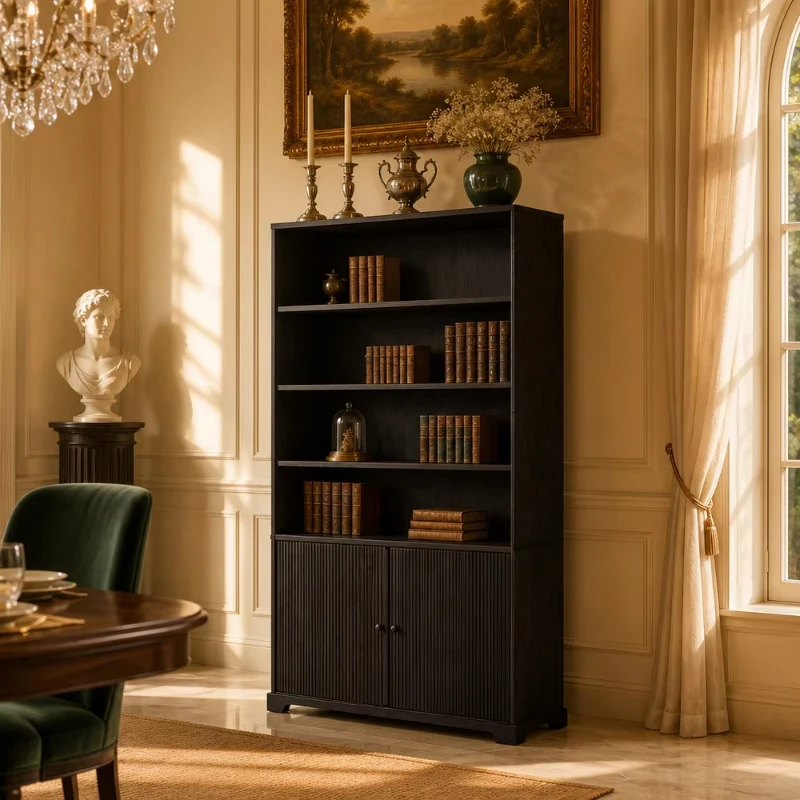 Exquisite and luxurious handmade curved bracket foot design, front door, grooved side cabinets and cabinets for living room