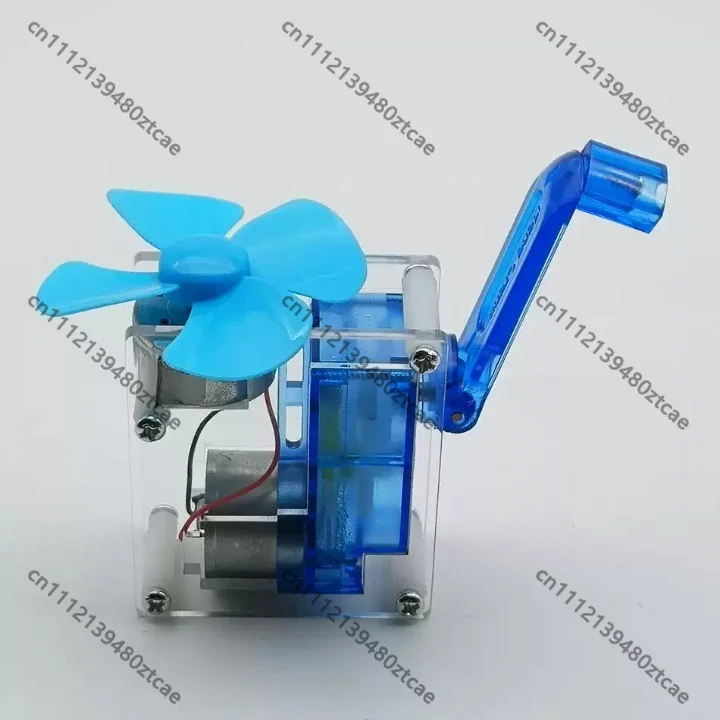 Hand Crank Generator Fan Model DIY Assembly Kit Physics Electromagnetic Science Experiment Educational Toy