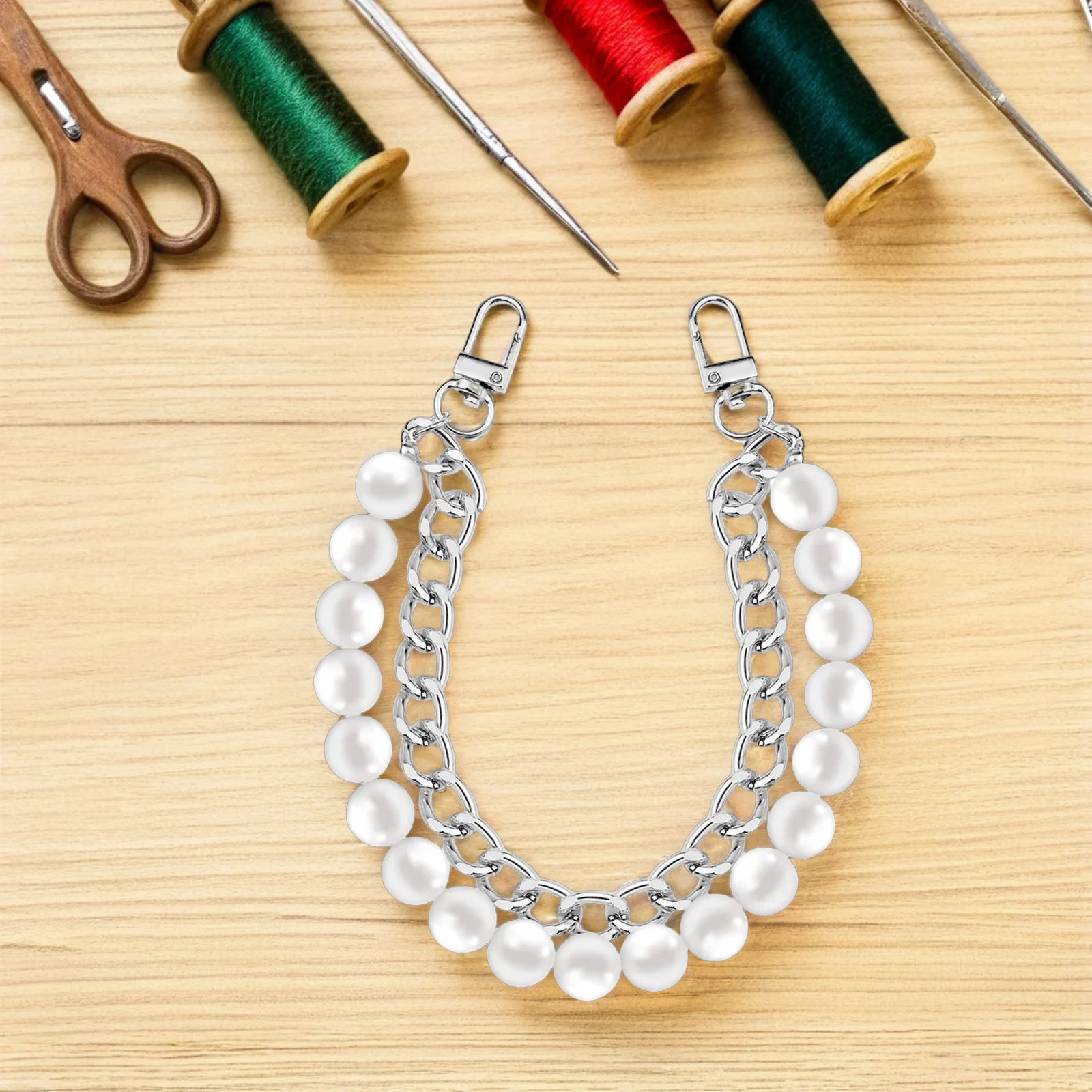 

2 шт. декоративная цепочка для женской сумки с акцентом из искусственного жемчуга, сменный ремешок-цепочка, аксессуары для кошелька, принадлежности для изготовления кошелька