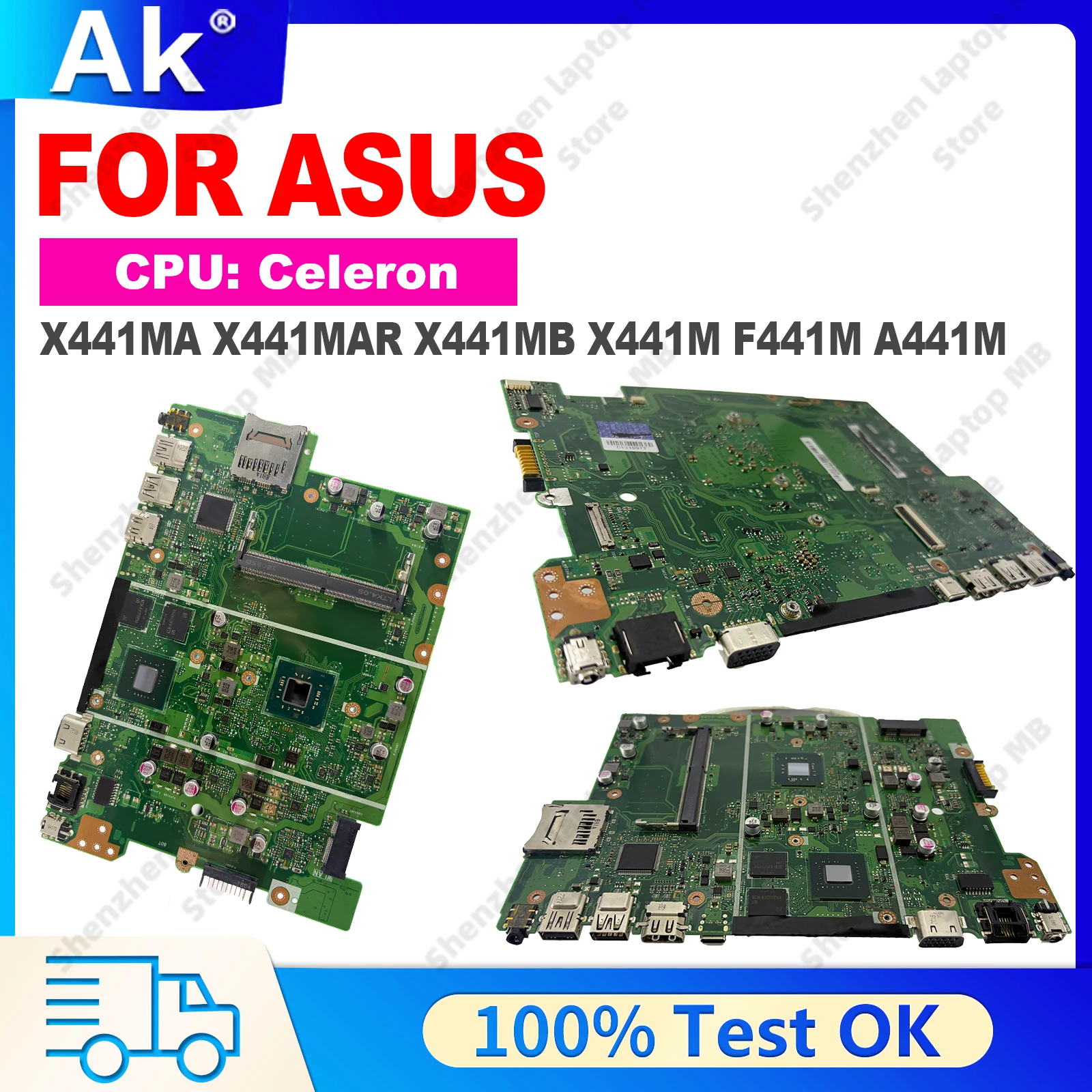 X441MB X441MA With N4100 N5000 N5030 CPU Laptop Motherboard For Asus X441M X441MA A441M X441MB Notebook Mainboard 100% tests OK