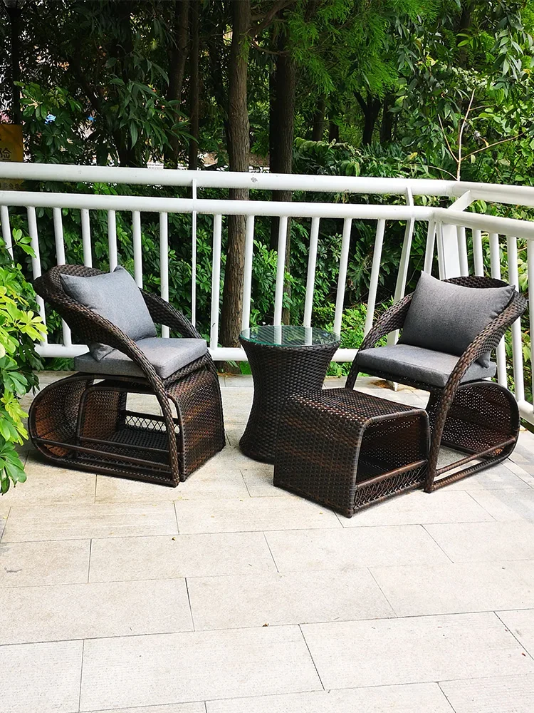 

Leisure balcony small tables and chairs household courtyard garden outdoor tables and chairs rattan chairs three-piece set