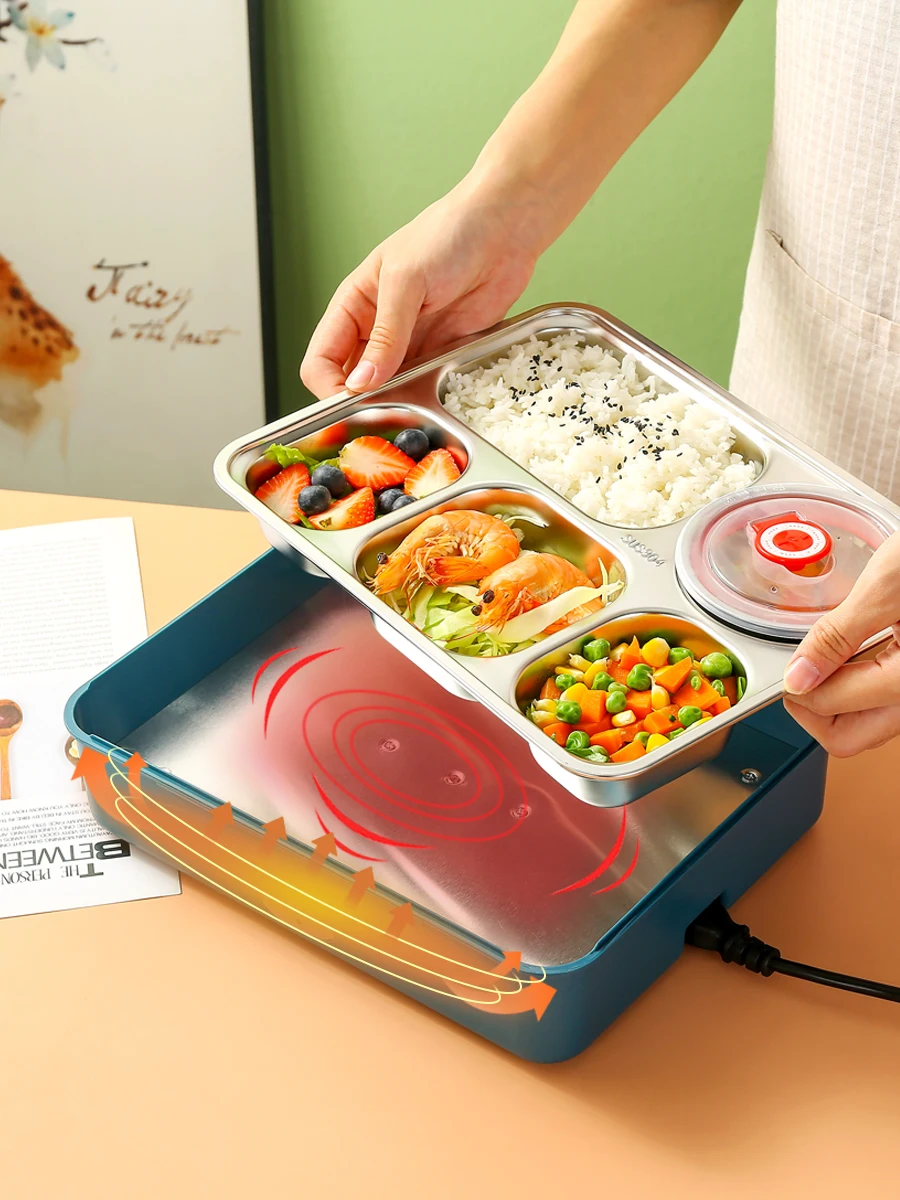 Heating lunch box, large capacity food grade stainless steel, insulated portable lunch box for office workers