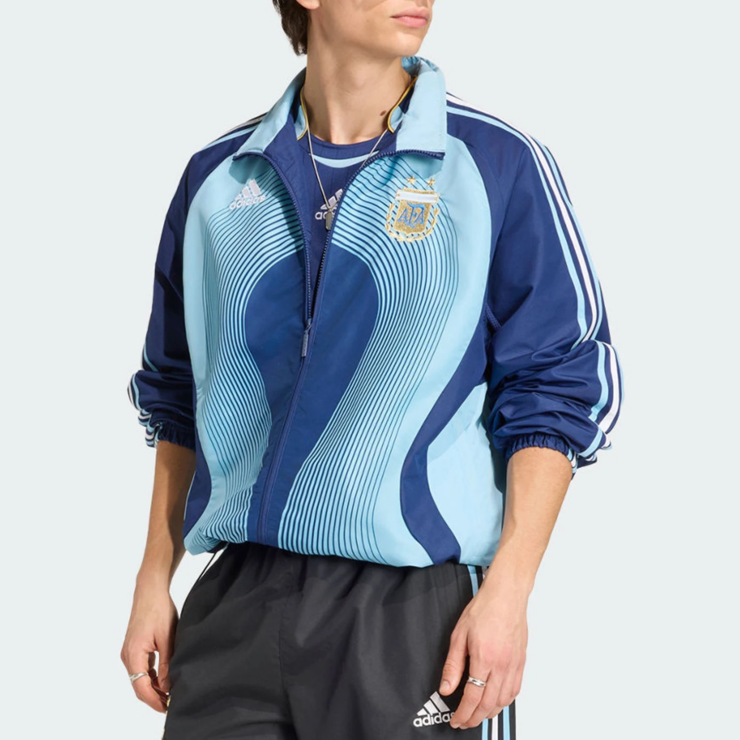 Adidas Authentic Spring Autumn Men's Zipper Stand Collar Retro Football Jacket JZ2214
