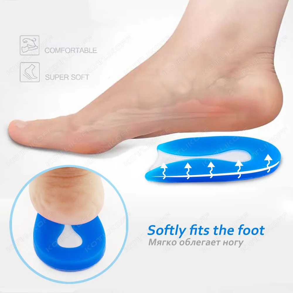 Silicone Gel Heel Cup Pad Soft Elasticity Foot Care Protector Fascitis Plantar Spur Pain Relief Half Insoles For Shoes Inserts