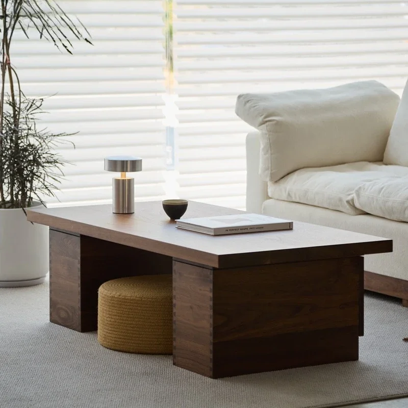 Black walnut pure solid wood rectangular tea table