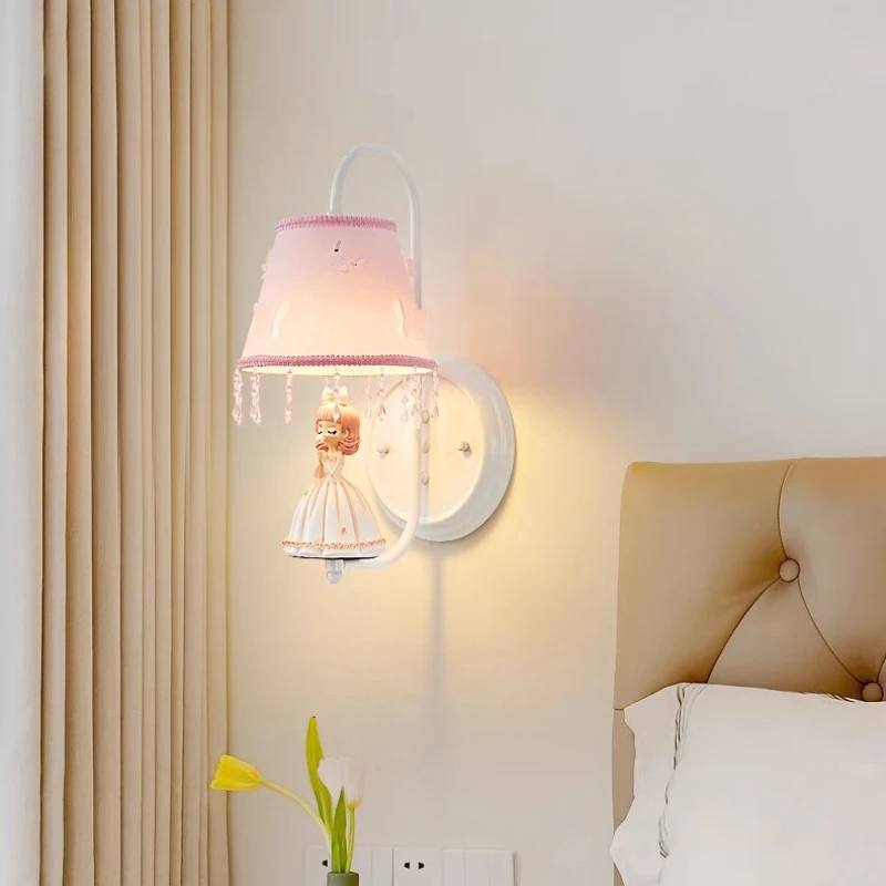 Romantic Princess Girl Wall Lamps Girl Bedroom Bedside Lamp LED Modern Warm Children\'s Room Nursery Princess Room Wall Lights