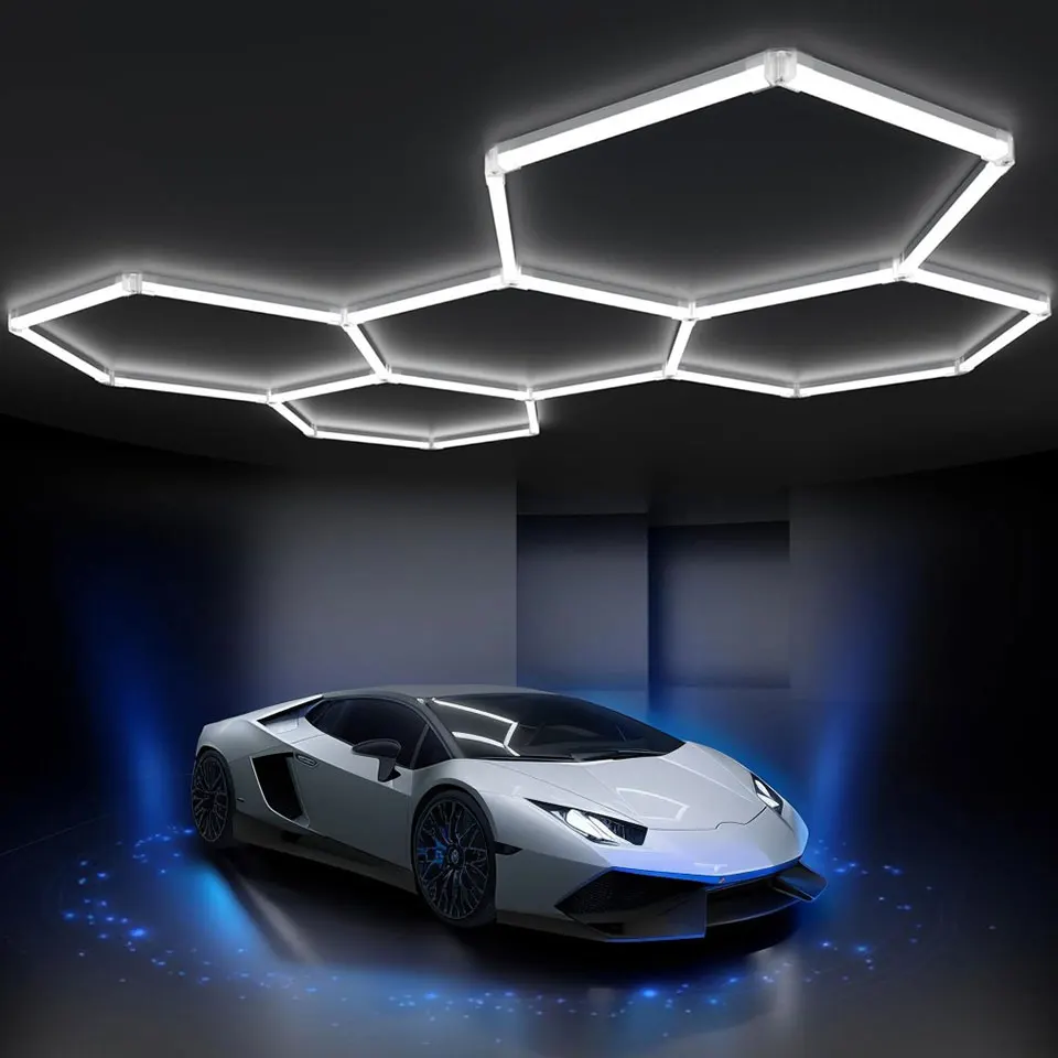 LED Honeycomb Lamp Barbershop Light Hexagon Lights Lamp AC85-265V Led Tube Ceiling Lighting For Car Detailing Workshop