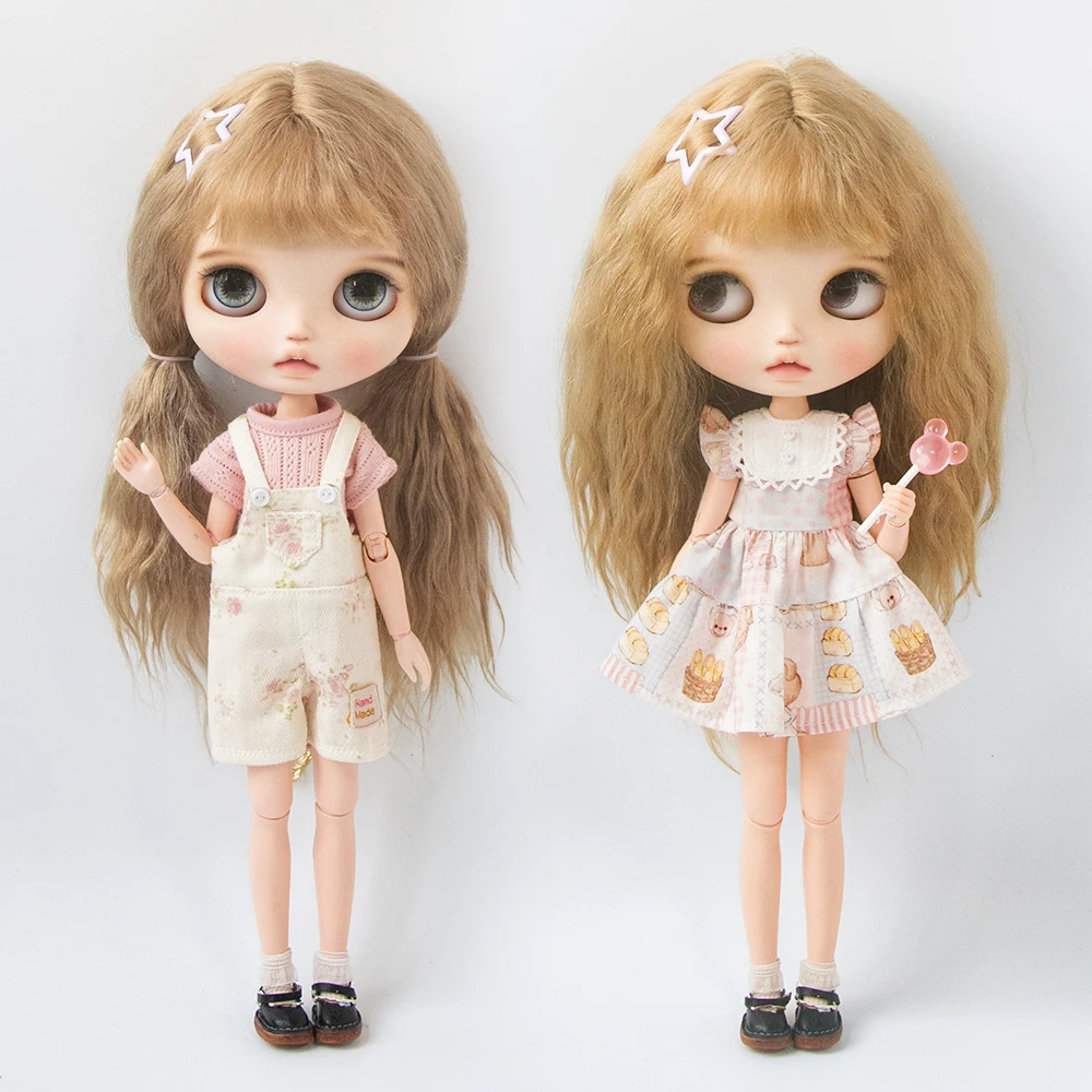 blyth doll clothes Print Dress overalls short sleeve top lolita set cute OB22/24 Outfit for Licca Azone Ker YMY Doll Accessories