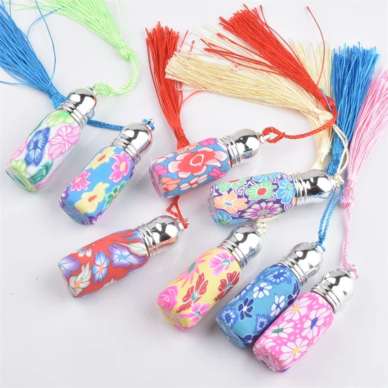 

20 шт. стеклянных флаконов для духов объемом 5 мл с роликовым аппликатором из стекла и металла, с роликом из полимерной глины, для эфирных масел, множество дизайнов