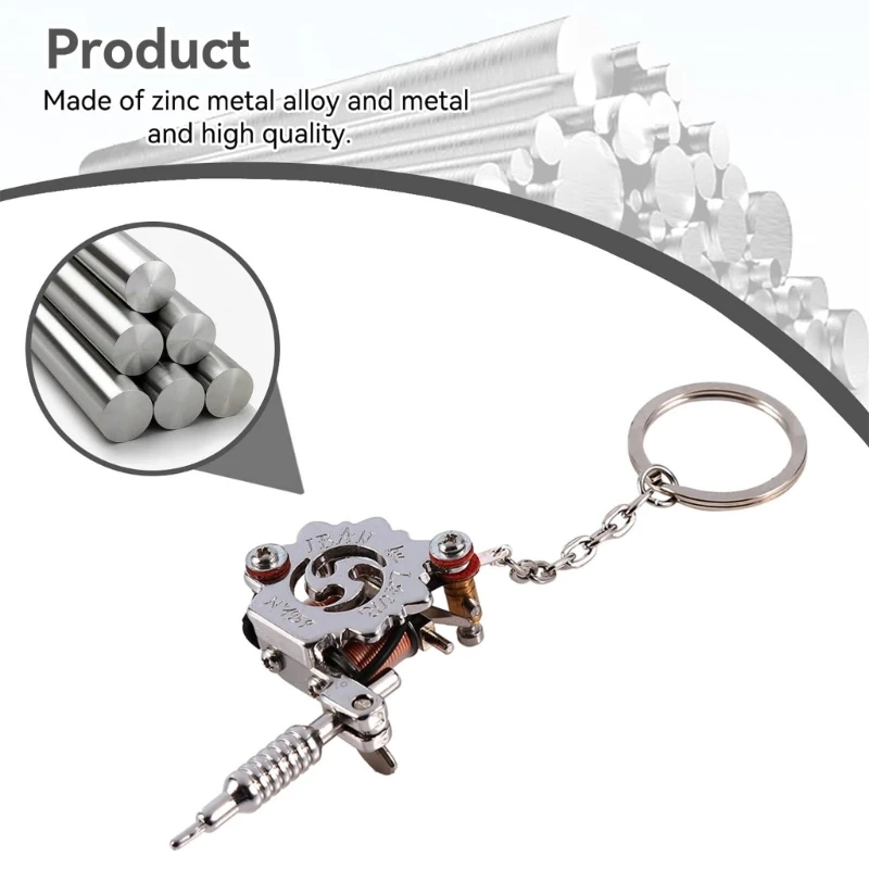 Portable Tattooing Machine Charm Keychain Small Bag Pendant Tattooing Key Ornament Alloy Texture Suitable for Tattooists N0HE