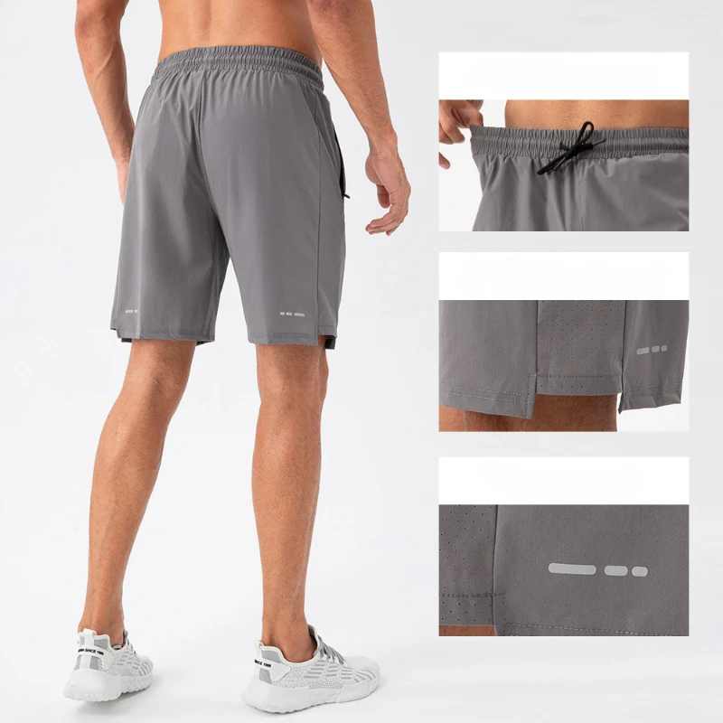 Fanceey-Calça esportiva solta relaxada masculina, tiras reflexivas, secagem rápida, respirável, corrida, fitness, calções de treino, verão