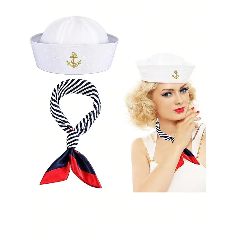 2 Stück Matrosenhut für Erwachsene, Kapitänshut, Kostümzubehör für Männer und Frauen, geeignet für Halloween, Cosplay, Yachtpartys, Kostüm