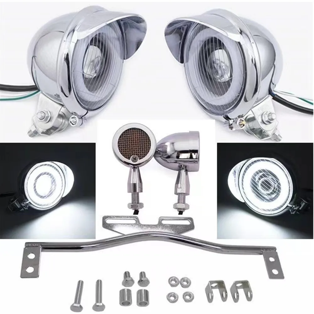 

12v Motorcycle Chrome LED Turn Signal Driving Passing SpotLight Fog Lamp Bar For Honda Suzuki Kawasaki Yamaha Bobber Touring