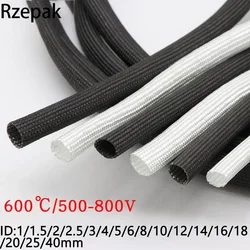 1/2/5m Braided Fiberglass Sleeve ID 1mm ~ 40 mm 600 Deg.C High Temperature Chemical Glass Fiber Tube Fiberglass Sleeving