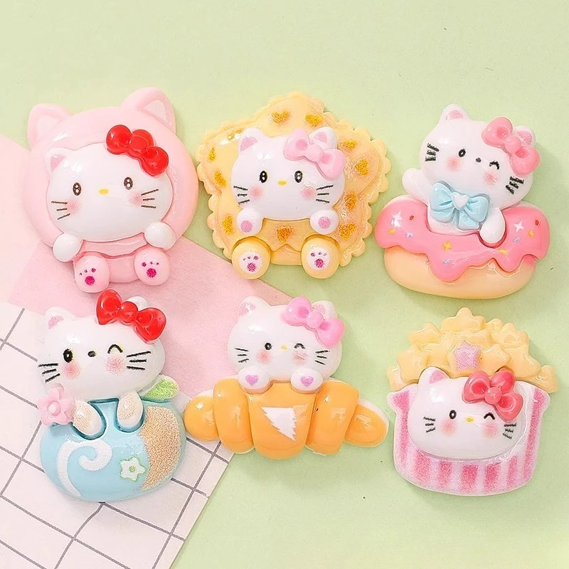 

5pcs Hello Kitty Accessories Cute Cartoon Popcorn Shoe Buckle Hair Clip Decoration Travel Women Supplies Student Gift Wholesale