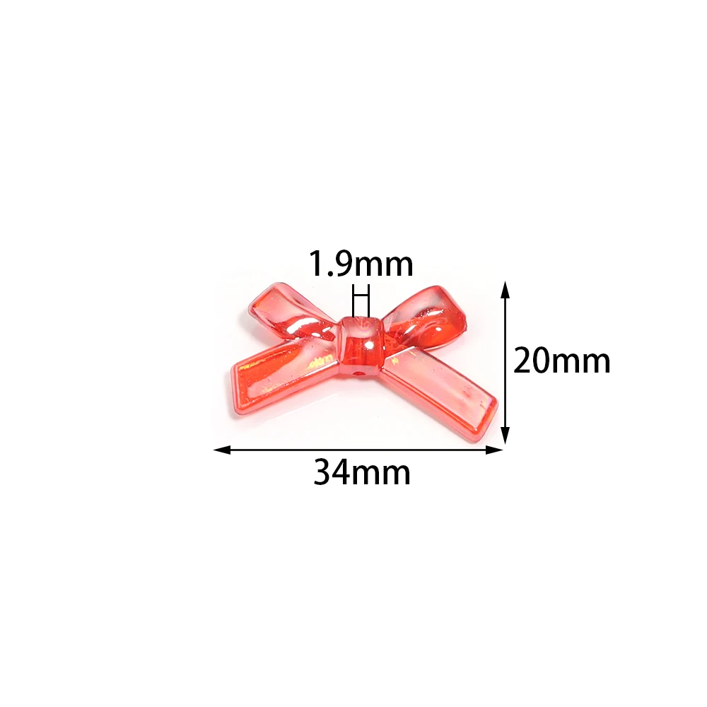 20pcs Bow Acrylic Beads 34x20mm Sweet Mixed Color Bowknot Loose Beads For Jewelry Making DIY Earrings Necklace Phone Key Chain
