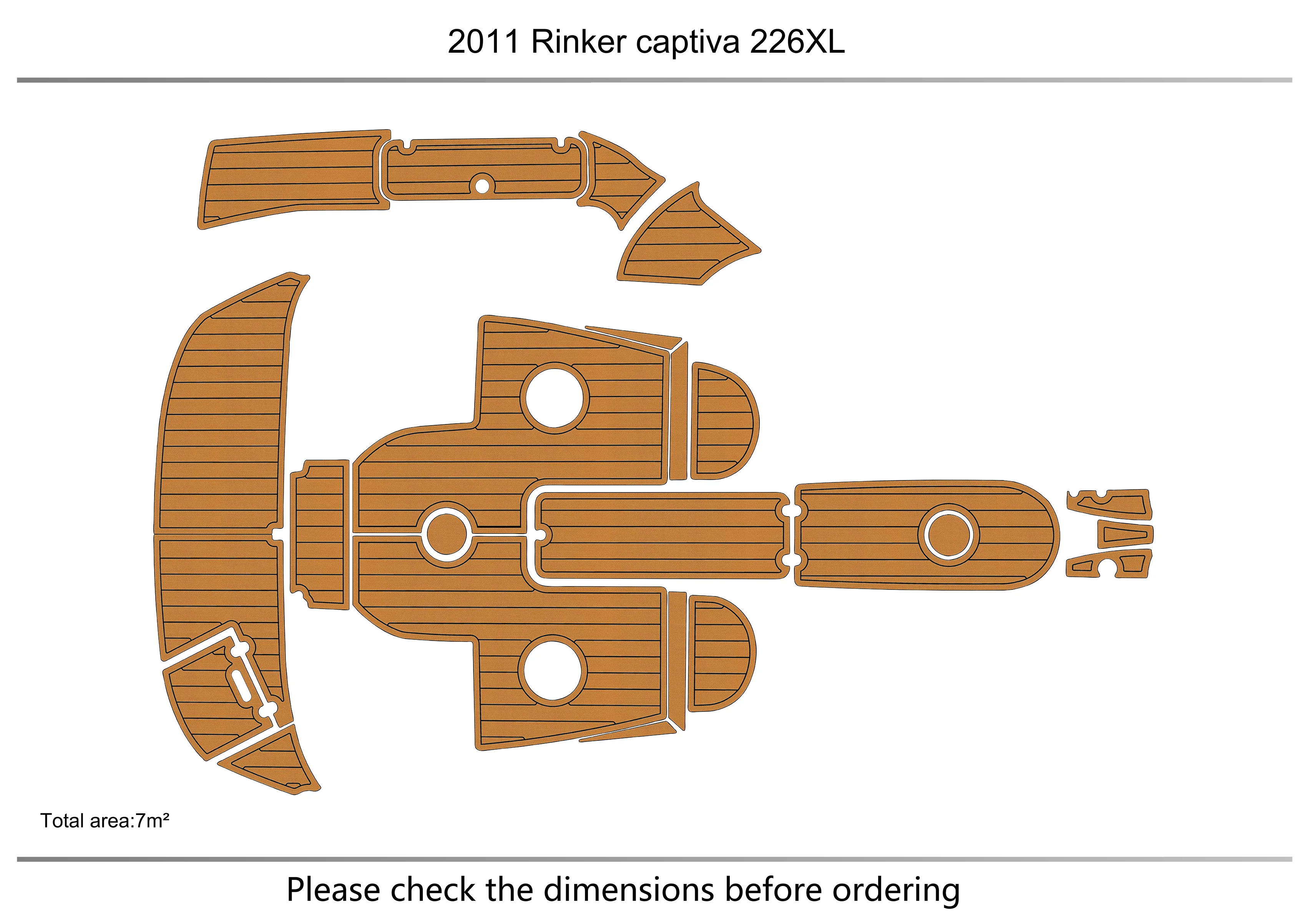 Eva foam Fuax teak seadek marine floor For 2009-2011 Rinker captiva 226XL Cockpit Swim platform 1/4