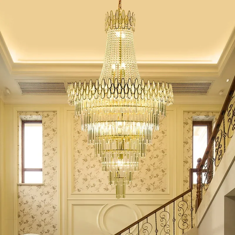 for Modern Simple Duplex Floor Crystal Lamp Villa Living Room Loft Crystal Chandelier