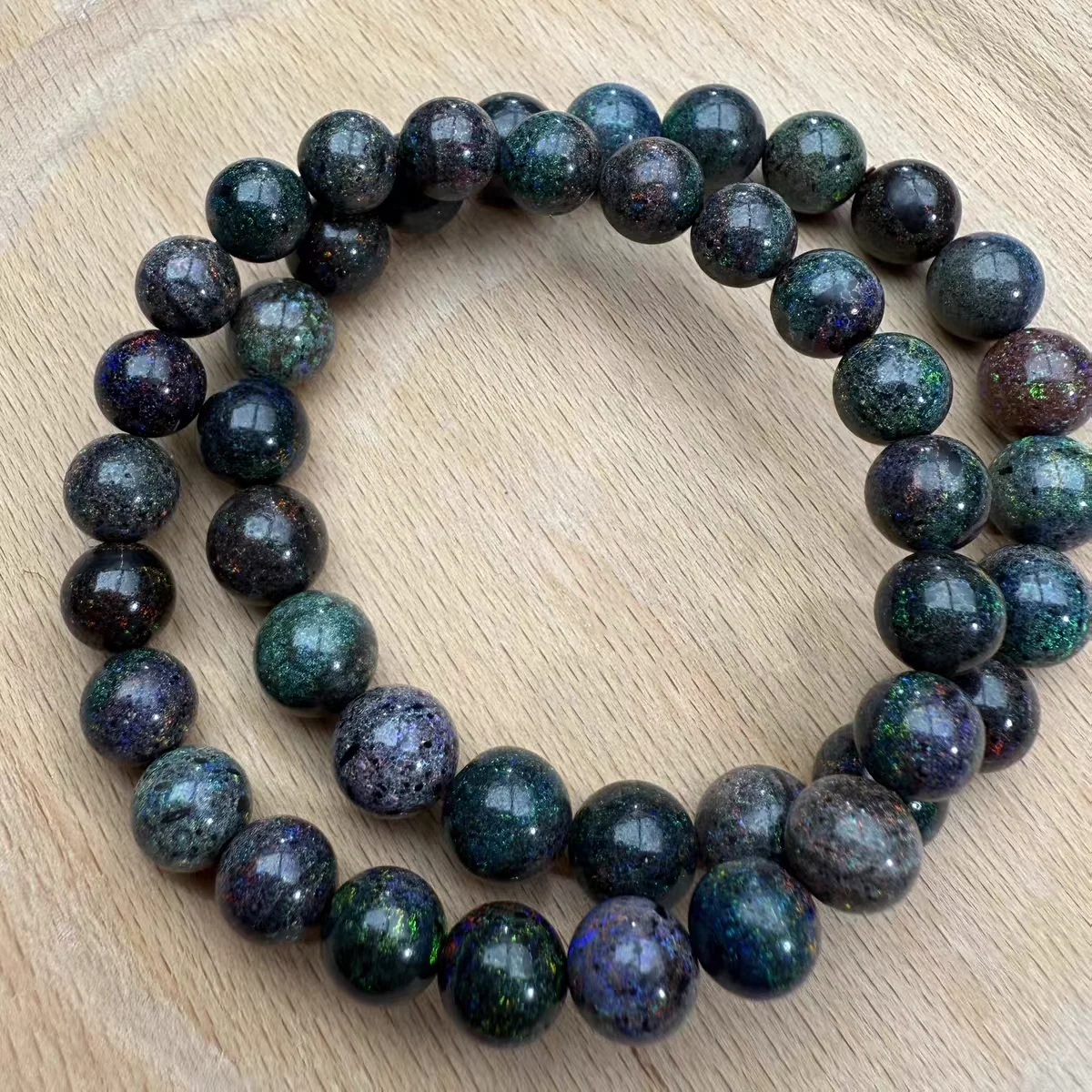 

Натуральный красочный черный опал браслет бусины опал 9 мм вспышка свет драгоценный камень женщины мужчины ювелирные изделия AAAAAA