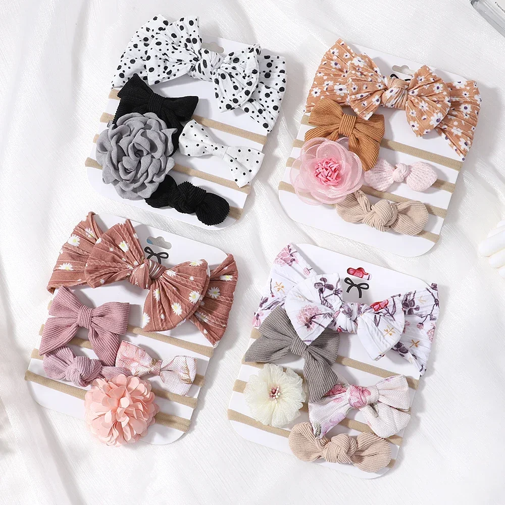 5Pcs Gorgeous Printed Headband Baby Hair Accessories Set for Toddlers Elastic Soft Boutique Hairband Gift Set Free Shipping