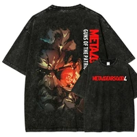 Camiseta con Estampado Gráfico de Metal Gear Solid, para Hombre y Mujer, Nueva Moda Harajuku, Camisetas de Algodón Lavado, Holgadas, Casuales, de Gran Tamaño