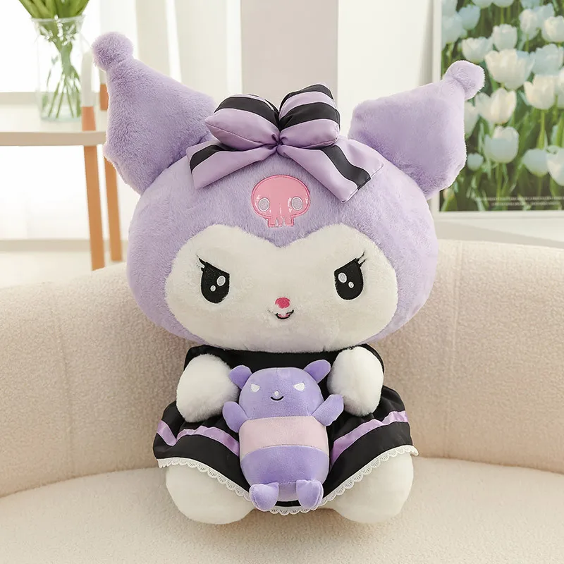 

60 см Sanrio Kuromi плюшевая кукла, милая мягкая набивная кукла, мультфильм Ragdoll Dol, домашний декор для девочек и детей, Детский подарок