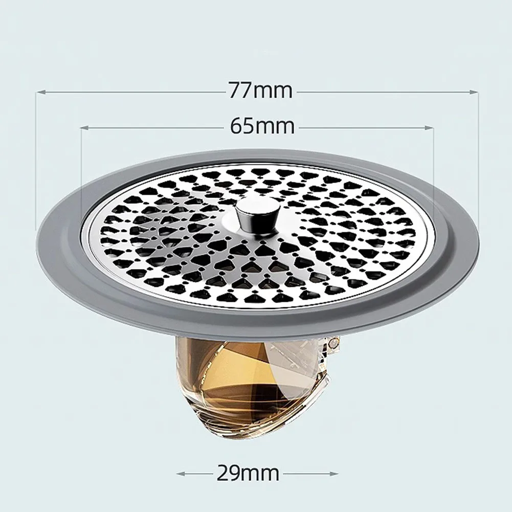 Drain Hair Strainer Stopper with Stainless Steel Mesh and Silicone Compatible with Standard Bathroom Drains to Prevent