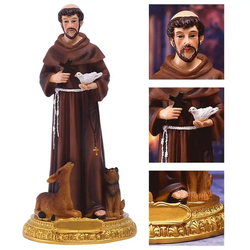 St Francis Of Assisi Statue Resin Statue Ornament With And Scale Durable Desktop Statue Collection Home Décor Prayerful