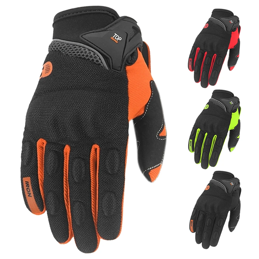 Guantes de Moto transpirables de dedo completo, equipo de protección, pantalla táctil, Verano