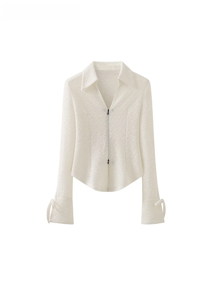 

Женская приталенная куртка La Chapelle с рукавами-колокол и воротником-стойкой, повседневная верхняя одежда цвета экрю