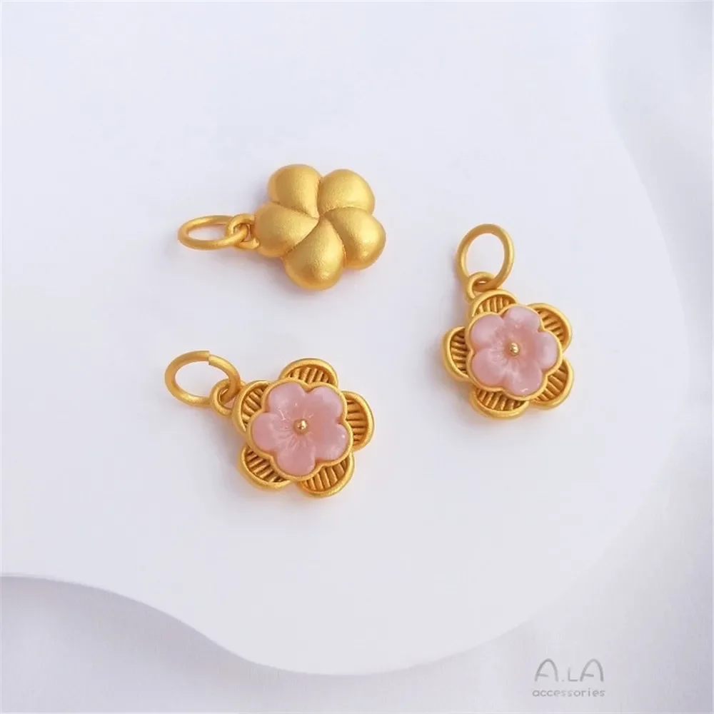 Sand Gold Pink Peach Blossom Charm Pendant, Wealth & Fortune Design DIY Bracelet Necklace Ornaments