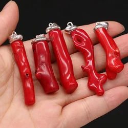 1pcs Sea bamboo Red Coral Irregular Branches Pendants for DIY Earring Necklace Jewelry Making Accessories Gift 10x30-12x50mm