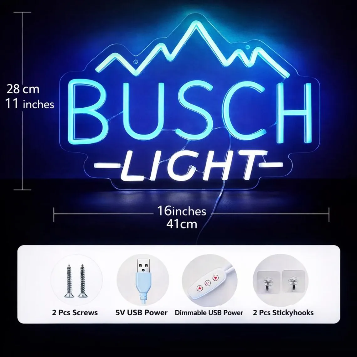 Bu Light Mountain Neon Sign Real Acrylic Beer Light for Bar, Farmhouse Pub, Man Cave, Country Garage Decor Farmer Hunter Gift