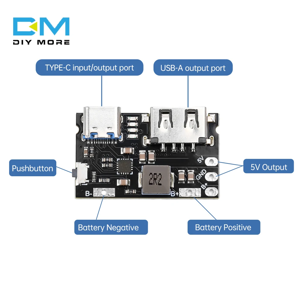 TYPE-C USB 5V 2.4A Lithium-ion Battery Charge and Discharge Control Board Fast Charging DIY Mobile Power Motherboar