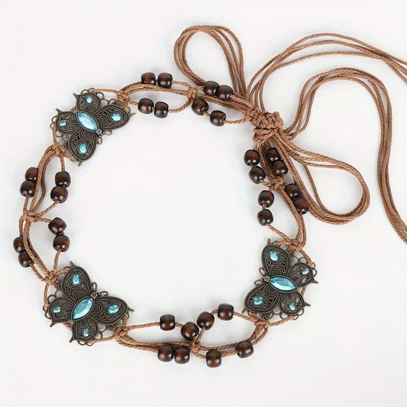 

Boho Bohemian Belt, Hand-woven Belt, Ethnic Turquoise Waist Chain Vintage European and American Belt Belts for Women