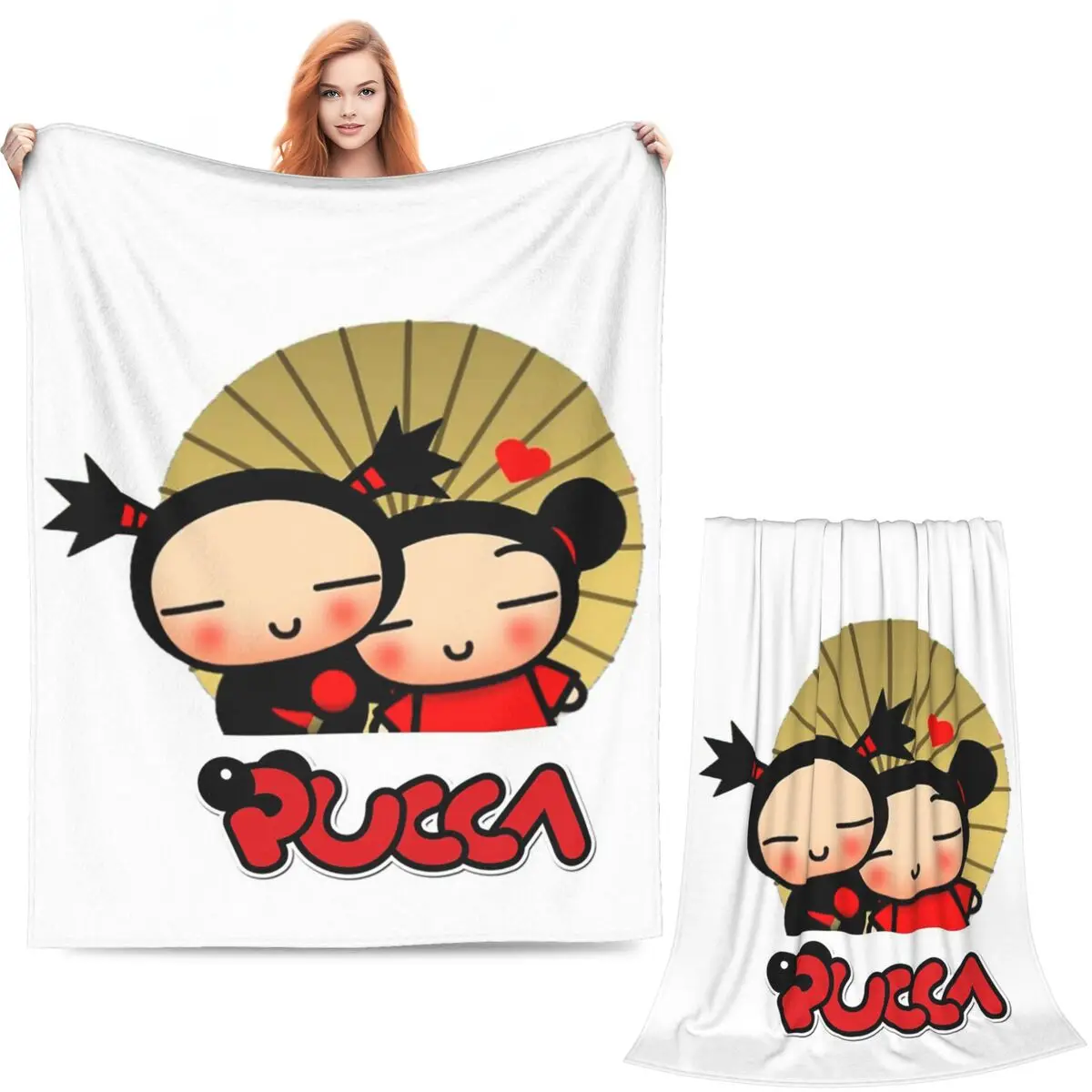 Cartoon Garu Pucca Animation Blanket Soft Warm Flannel Throw Blanket Bedspread for Bed Living room Picnic Travel Home Couch