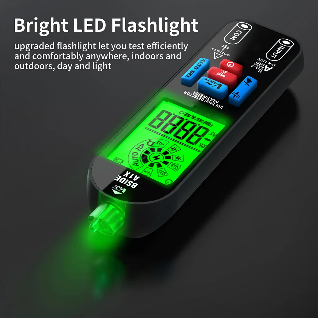 Digital Multimeter Tester Rechargeable Electrical Voltmeter Smart Mode With Red Green Backlight